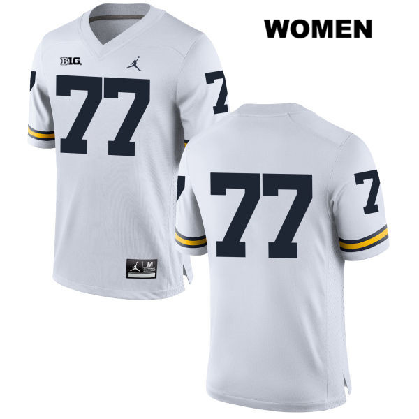 Women's NCAA Michigan Wolverines Grant Newsome #77 No Name White Jordan Brand Authentic Stitched Football College Jersey ZX25H48PW